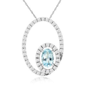 AQUAMARINE & DIAMOND PENDANT