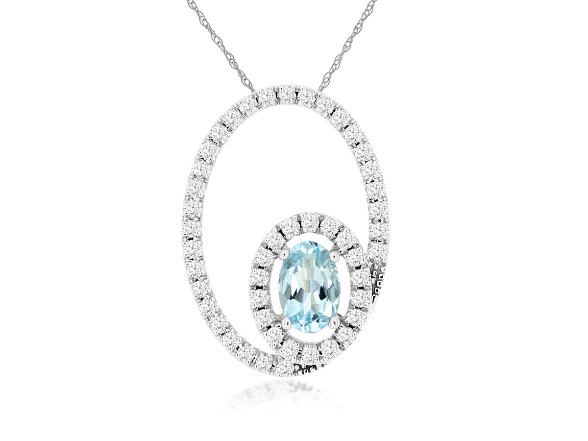 AQUAMARINE & DIAMOND PENDANT