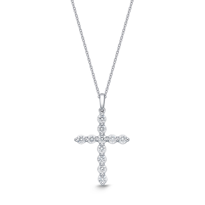 Single Prong Diamond Cross Pendant .50ctw approx.