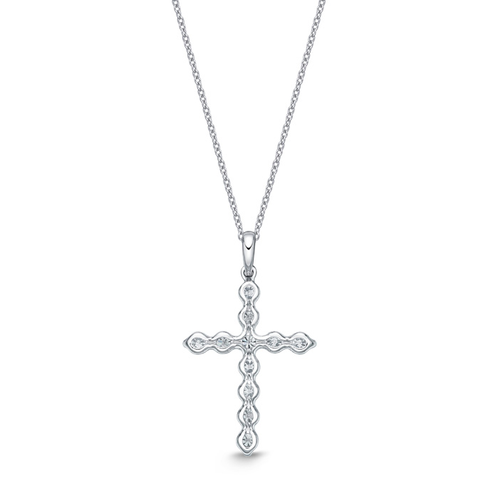 Single Prong Diamond Cross Pendant .50ctw approx.