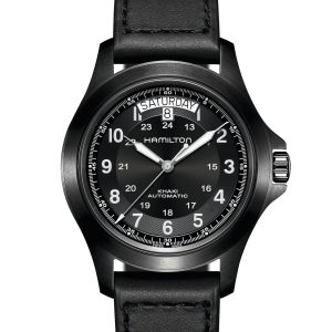 Hamilton KHAKI KING BK PVD  BK LTHR