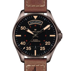 Hamilton KHAKI PILOT DD AUT 42MM BN PVD LTH ST