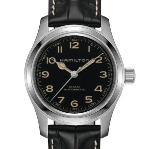 Hamilton KHAKI FIELD AUT 42MM BK BK LTH ST MURPH