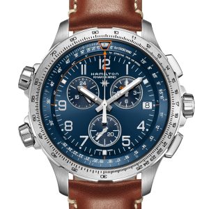 Hamilton KHAKI XWIND CHR QTZ GMT 46MM BL BN LT ST