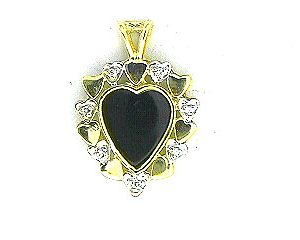 ONYX & DIAMOND HEART PENDANT