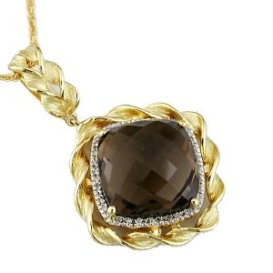 SMOKY QUARTZ & DIAMOND PENDANT