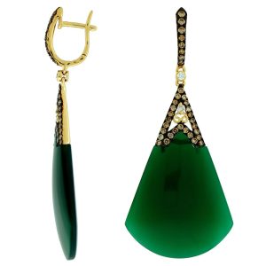 FANCY DIA &GREEN AGATE EARRING