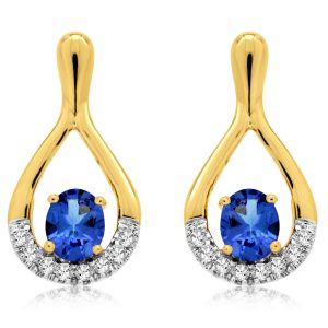 TANZANITE & DIAMOND EARRING