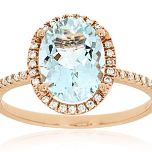 AQUAMARINE & DIAMOND RING