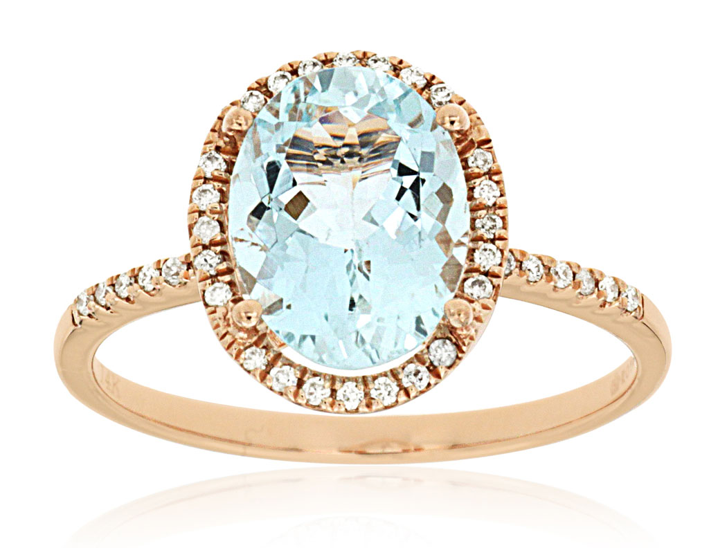 AQUAMARINE & DIAMOND RING