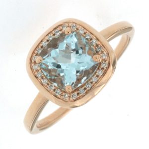 AQUAMARINE & DIAMOND RING