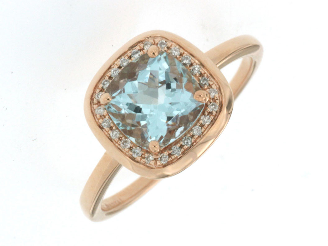 AQUAMARINE & DIAMOND RING
