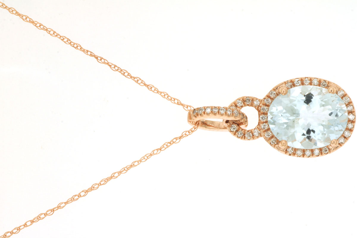 AQUAMARINE & DIAMOND PENDANT