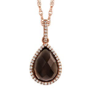 SMOKY QUARTZ & DIAMOND PENDANT