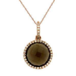 SMOKY QUARTZ & DIAMOND PENDANT