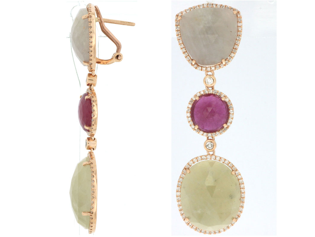 DIA & FANCY SAPPHIRE EARRING