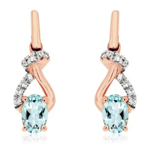 AQUAMARINE & DIAMOND EARRING