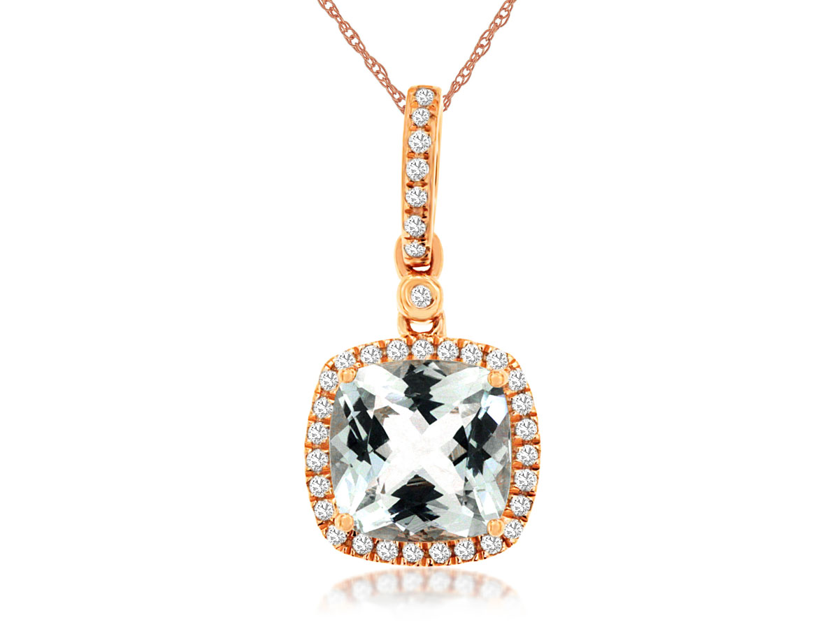 AQUAMARINE & DIAMOND PENDANT