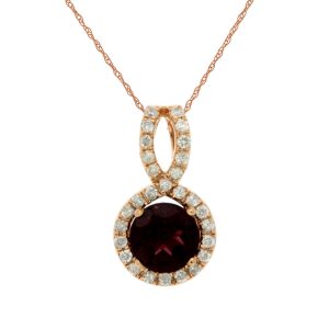 RHODOLITE & DIAMOND PENDANT