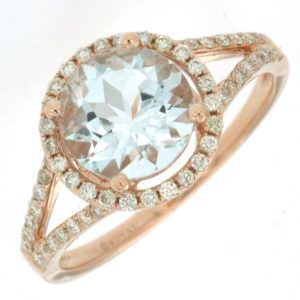 AQUAMARINE & DIAMOND RING