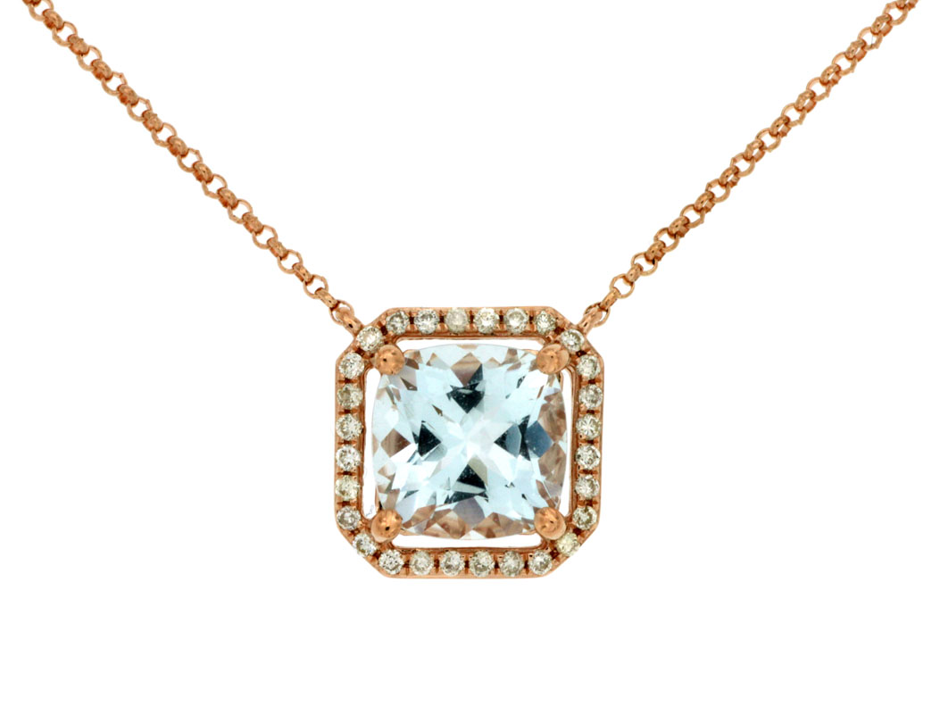 AQUAMARINE & DIAMOND NECKLACE