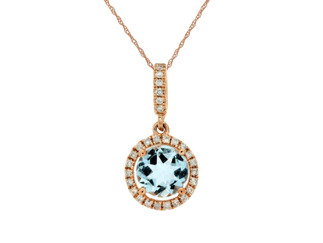 AQUAMARINE & DIAMOND PENDANT