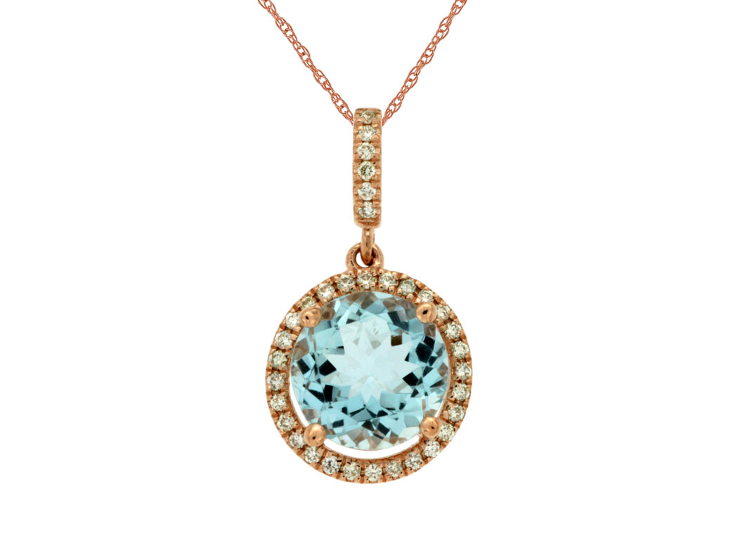 AQUAMARINE & DIAMOND PENDANT