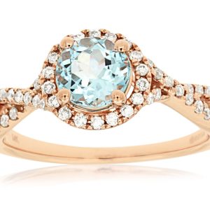 AQUAMARINE & DIAMOND RING