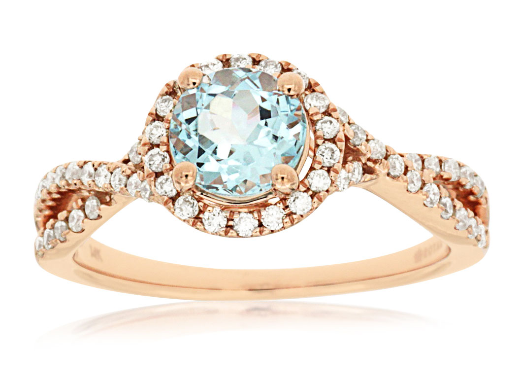 AQUAMARINE & DIAMOND RING