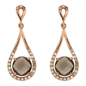 SMOKY QUARTZ & DIAMOND EARRING