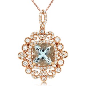 AQUAMARINE & DIAMOND PENDANT