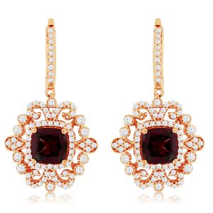 RHODOLITE & DIAMOND EARRING