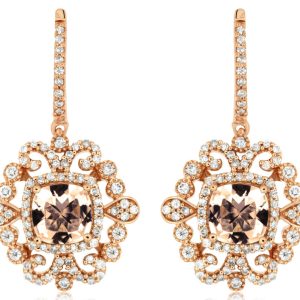 MORGANITE & DIAMOND EARRING