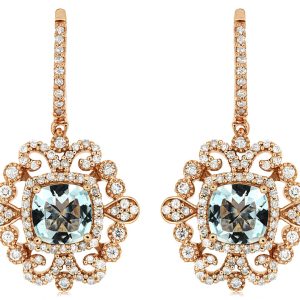 AQUAMARINE & DIAMOND EARRING