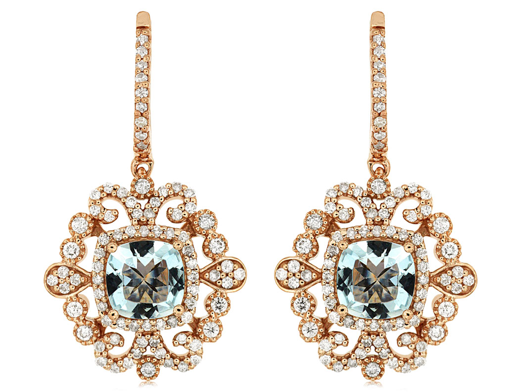 AQUAMARINE & DIAMOND EARRING