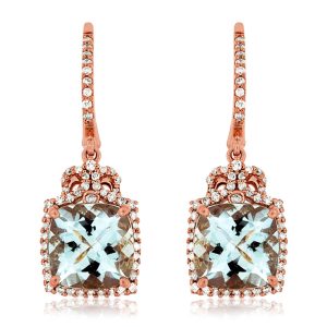 AQUAMARINE & DIAMOND EARRING
