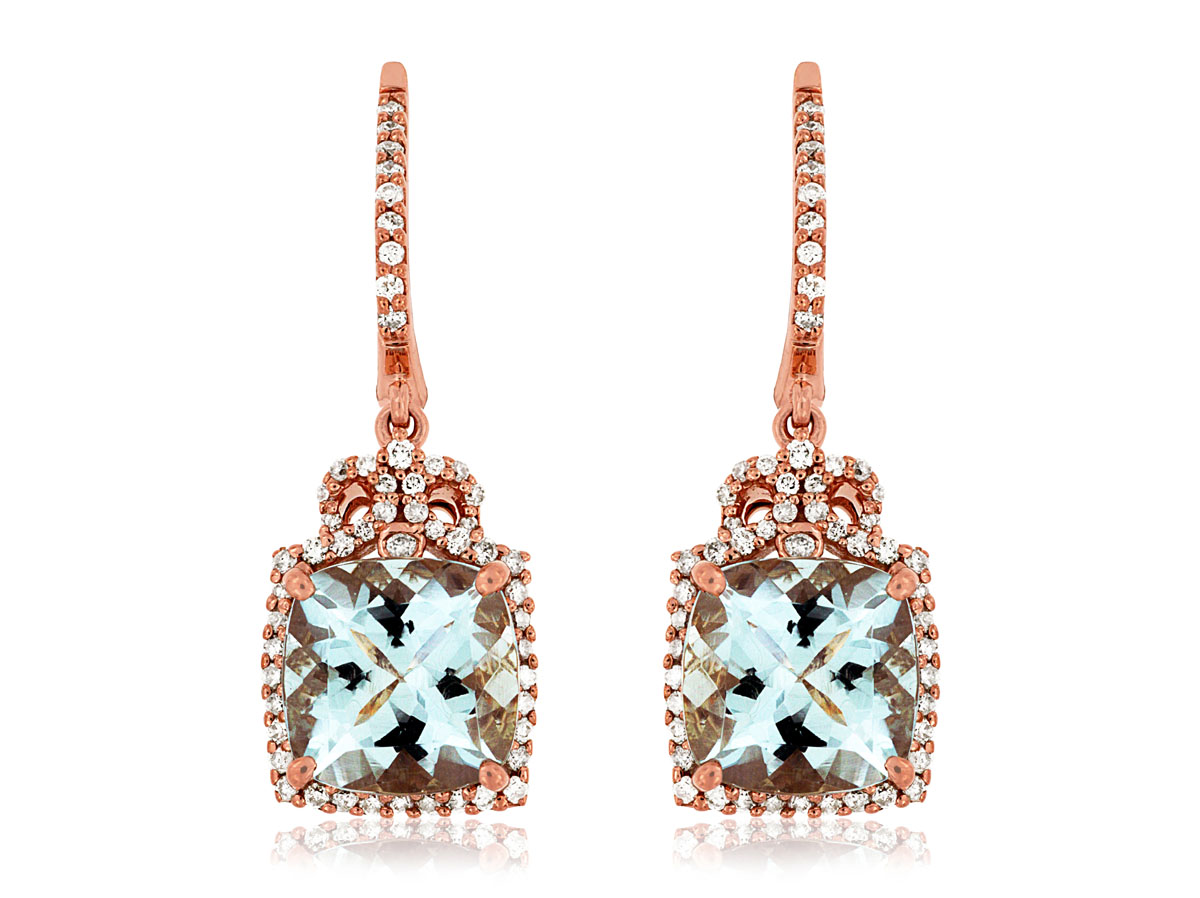 AQUAMARINE & DIAMOND EARRING