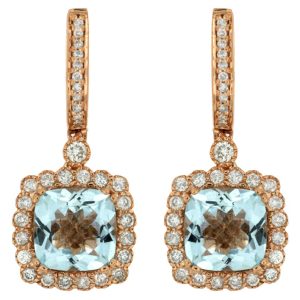 AQUAMARINE & DIAMOND EARRING