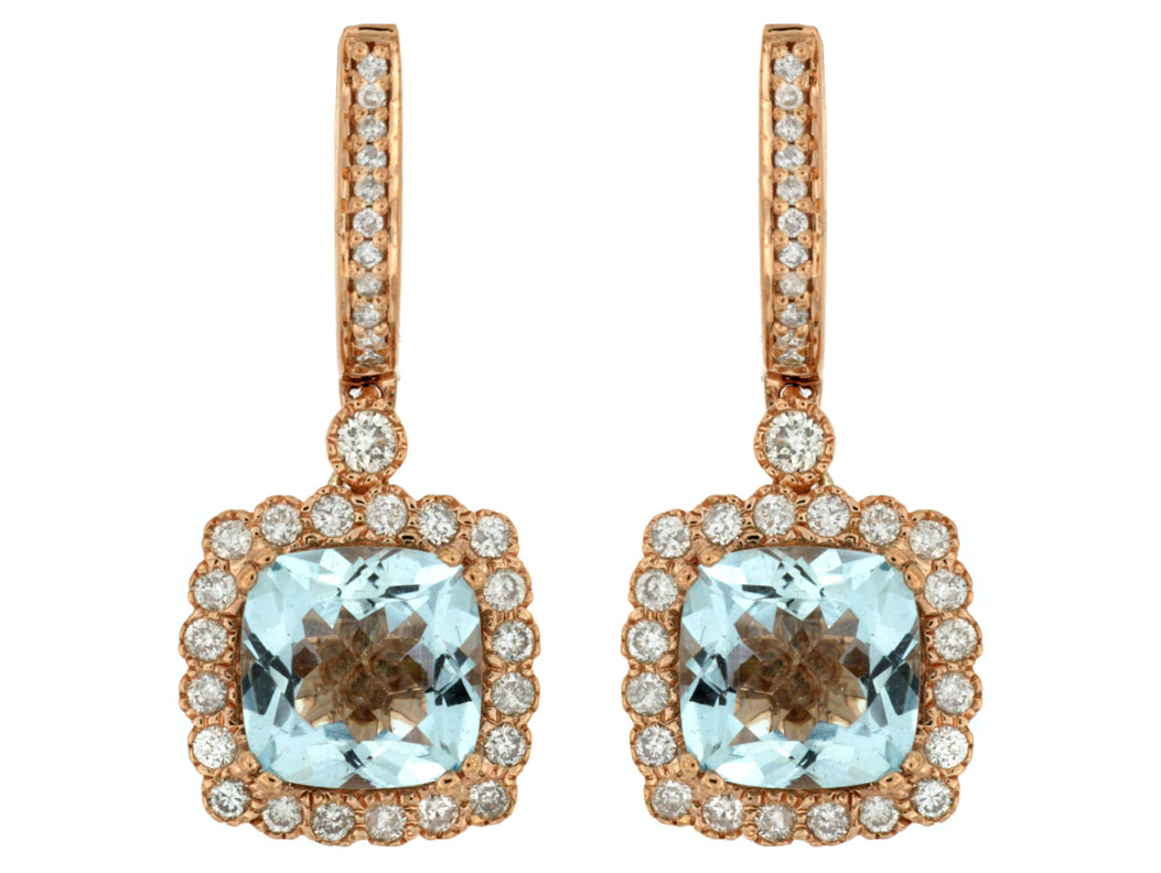 AQUAMARINE & DIAMOND EARRING