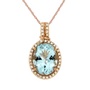 AQUAMARINE & DIAMOND PENDANT