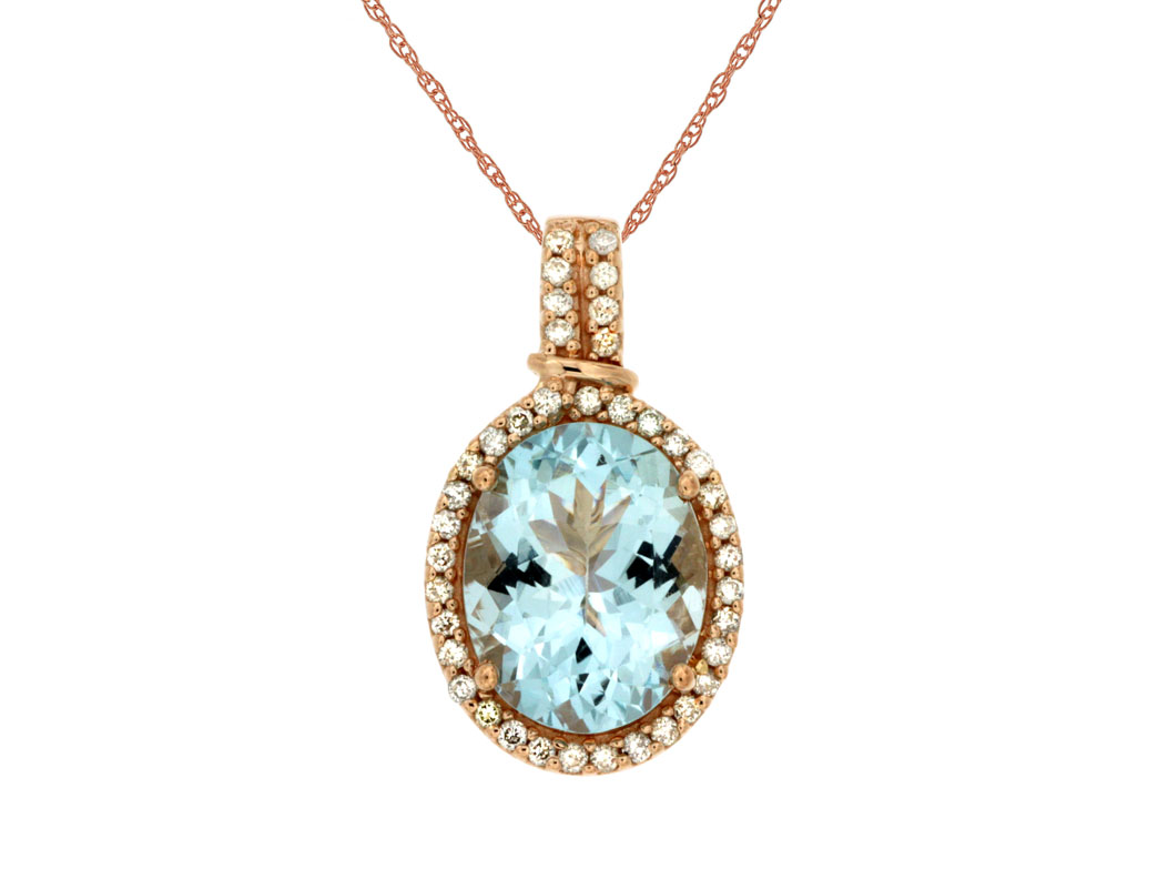 AQUAMARINE & DIAMOND PENDANT
