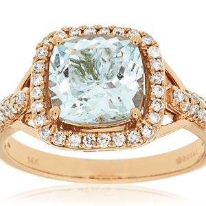 AQUAMARINE & DIAMOND RING