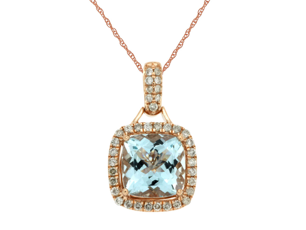 AQUAMARINE & DIAMOND PENDANT