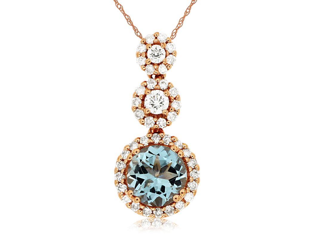 AQUAMARINE & DIAMOND PENDANT