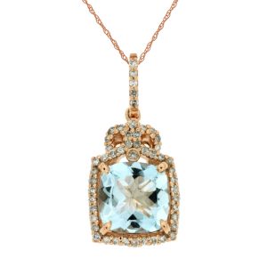 AQUAMARINE & DIAMOND PENDANT