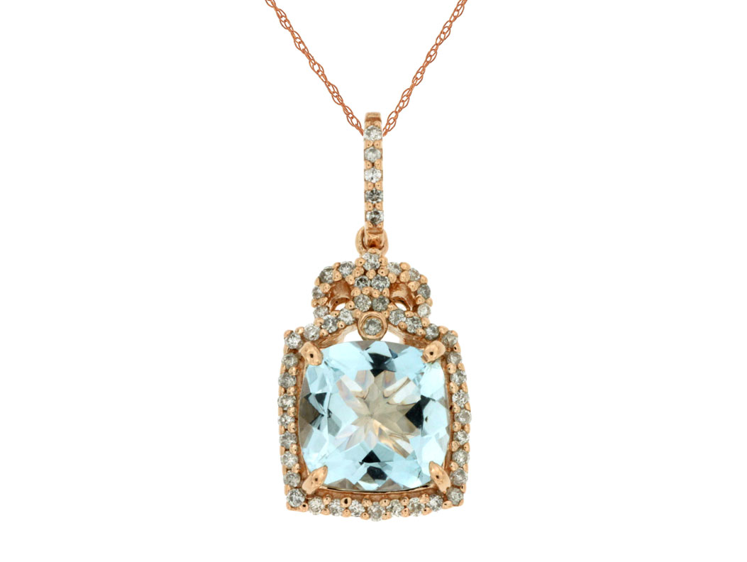 AQUAMARINE & DIAMOND PENDANT