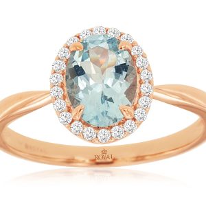 AQUAMARINE & DIAMOND RING