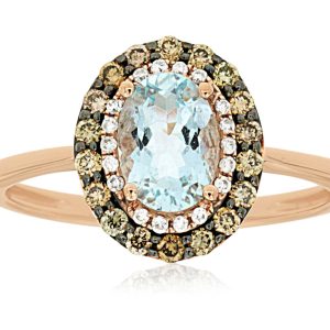 AQUAMARINE & DIAMOND RING