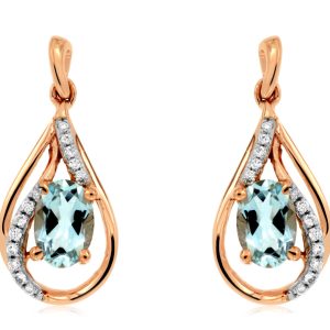 AQUAMARINE & DIAMOND EARRING