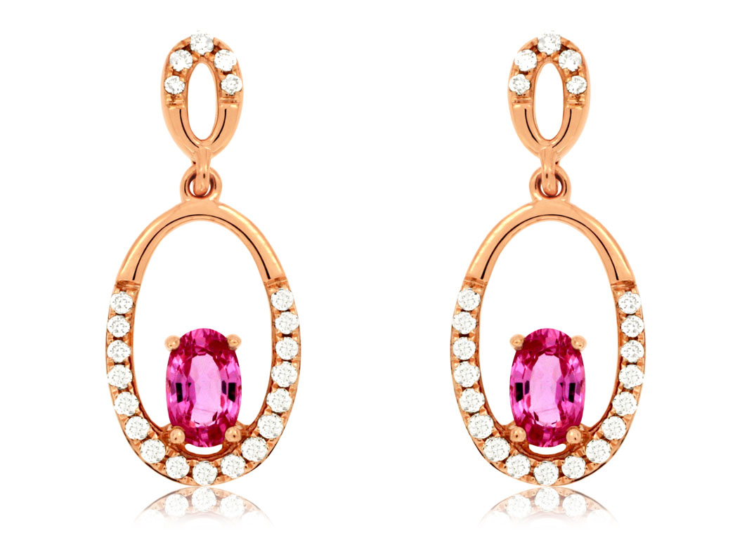 DIAMOND &PINK SAPPHIRE EARRING